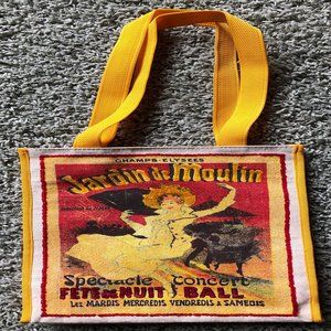 SEQUINED CANVAS TOTE of VINTAGE FRENCH POSTER